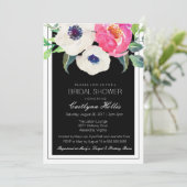 Invitation Bliss Botanique Blanc Noir Fête des mariées Floral (Debout devant)
