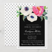 Invitation Bliss Botanique Blanc Noir Fête des mariées Floral (Devant / Derrière)