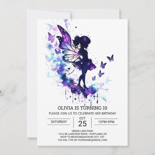 Invitation Bliss d'anniversaire de papillon en ligne (Devant)