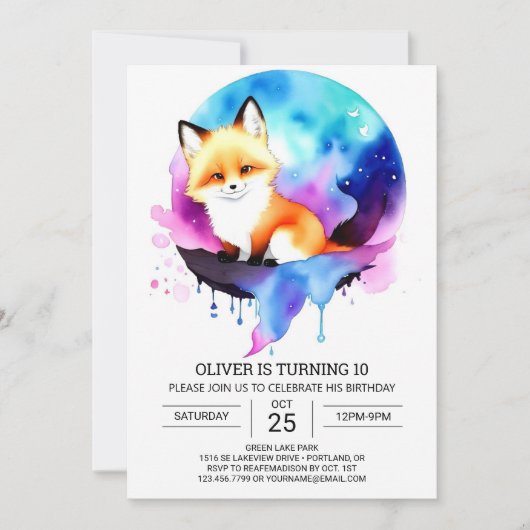 Invitation Bliss d'anniversaire de Renard rustique (Devant)
