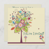 Invitation bliss de fleurs vectorielles colorées (Devant / Derrière)