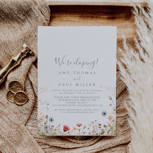 Invitation Blissant Boho Fleur sauvage Elopement Réception