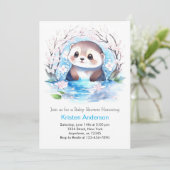 Invitation Blissant Fleur sauvage bleu Otter Baby shower garç (Debout devant)