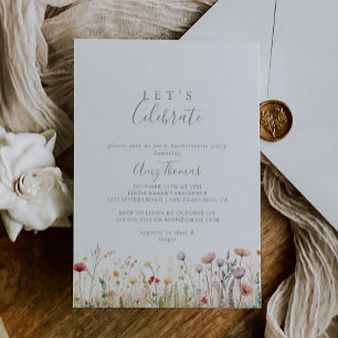 Invitation Blissful Boho Fleur sauvage Fêtons la fête