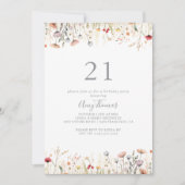 Invitation Blissful Boho Wildflower 21st Birthday Party (Devant)