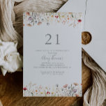 Invitation Blissful Boho Wildflower 21st Birthday Party<br><div class="desc">This blissful boho wildflower 21st birthday party invitation is perfect for a modern event. The design features pink,  purple,  blush,  yellow,  dusty blue,  red,  burgundy meadow wild flowers assembled in a seamless and delightful floral pattern,  evoking natural beauty.</div>