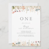 Invitation Blissful Boho Wildflower First Birthday Party (Devant)