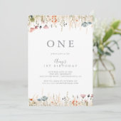 Invitation Blissful Boho Wildflower First Birthday Party (Debout devant)