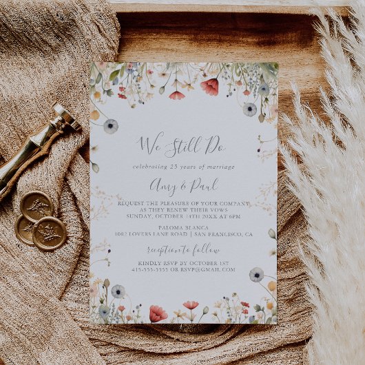 Invitation Blissful Boho Wildflower We Still Do Vow Renewal 
