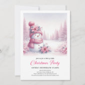 Invitation Blissful Snowy Pink Snowman Editable Kids Christma (Devant)