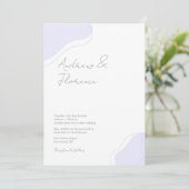 Invitation Blob violet Mariage moderne minimal blanc unique (Debout devant)