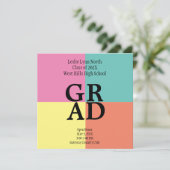 Invitation Bloc de couleur moderne GRAD Open House (Debout devant)