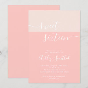 Invitation Bloc de couleur moderne rose pâle géométrique doux