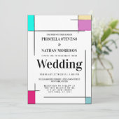 Invitation Bloc de couleur peint Art Mariage moderne (Debout devant)