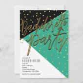 Invitation Bloc de couleur Turquoise Bachelorette noire Invit (Devant)