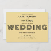 Invitation Bloc de mariage rétro simple jaune et noir (Devant)