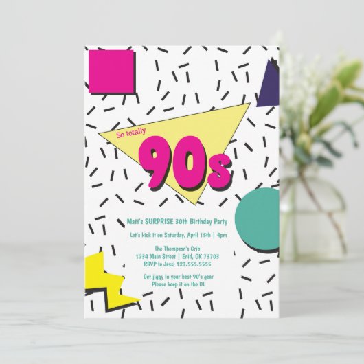 Invitation Bloc Thème Rétro 90 (Debout devant)