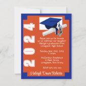 Invitation Blocage d'angle Orange & Royal Blue Graduation (Devant)