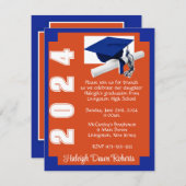 Invitation Blocage d'angle Orange & Royal Blue Graduation (Devant / Derrière)
