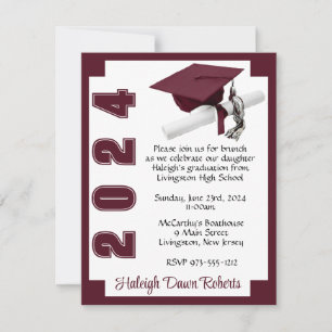 Invitation Blocage de coin Blanc et marron Graduation