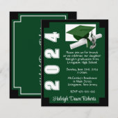 Invitation Blocage de coin Graduation verte et noire (Devant / Derrière)