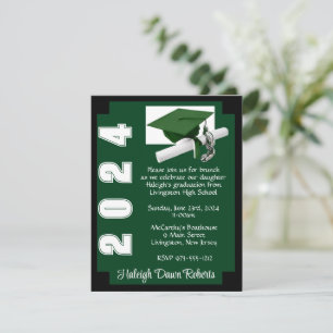 Invitation Blocage de coin Graduation verte et noire