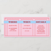 Invitation Blocage de couleur rouge rose bleu esthétique (Dos)