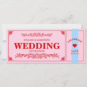 Invitation Blocage de couleur rouge rose bleu esthétique (Devant)