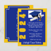 Invitation Blocage du coin Royal Blue & Gold Graduation (Devant / Derrière)