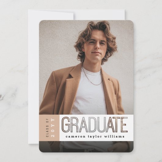 Invitation Blocage simple Onglet Photo Graduation Party (Devant)