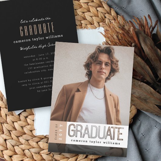 Invitation Blocage simple Onglet Photo Graduation Party