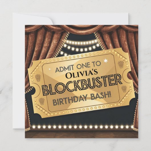 Invitation Blockbuster Movie Thème Anniversaire Conception (Devant)