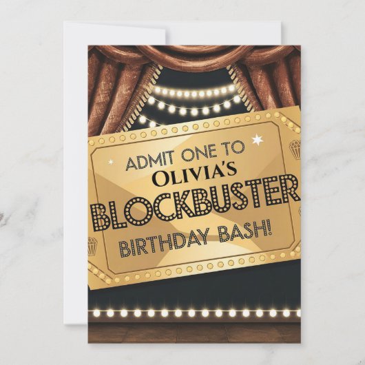 Invitation Blockbuster Movie Thème Anniversaire Conception (Devant)