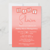 Invitation Blocs BÉBÉ ombré corail amusants Unisexe (Devant)