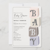 Invitation Blocs de Baby shower de fille violet (Devant)