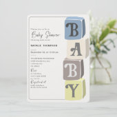 Invitation Blocs de Baby shower garçon (Debout devant)