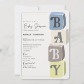 Invitation Blocs de Baby shower garçon (Devant)