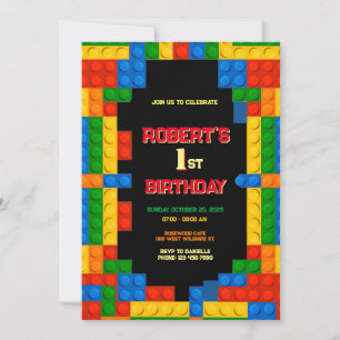 Invitation Blocs de bâtiment colorés Anniversaire