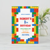 Invitation Blocs de bâtiment colorés Anniversaire (Debout devant)