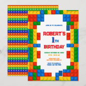 Invitation Blocs de bâtiment colorés Anniversaire (Devant / Derrière)