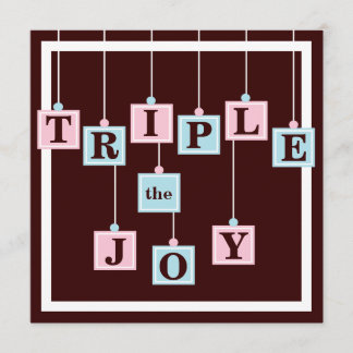 Invitation Blocs de bébé de triplets dans le baby shower rose