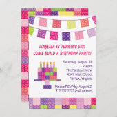 Invitation Blocs de briques de construction de filles fête d' (Devant / Derrière)