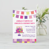 Invitation Blocs de briques de construction de filles fête d' (Debout devant)