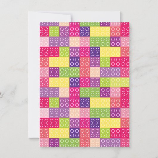 Invitation Blocs de briques de construction de filles fête d' (Dos)