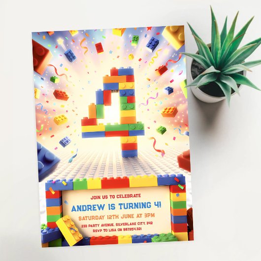 Invitation Blocs de Construction 4e Anniversaire