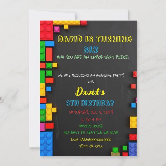 Invitation Blocs de construction Blocs de briques de construc (Devant)