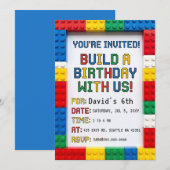 Invitation Blocs de construction Briques Blocs Anniversaire (Devant / Derrière)