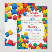 Invitation Blocs de construction Briques Blocs Anniversaire (Devant / Derrière)