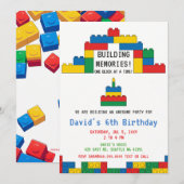 Invitation Blocs de construction Briques Blocs Anniversaire (Devant / Derrière)