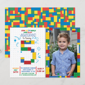 Invitation Blocs de construction Briques d'anniversaire 5 ans